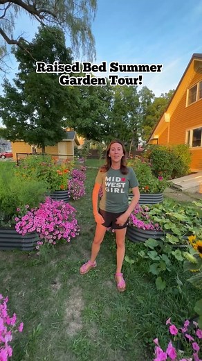 Raised Bed Summer Garden Tour! After 10 years of tweaking and changing and majorly transforming my garden, it's FINALLY exactly what I wanted! Here are some of the favorite plants & flowers I grew this year: -Supertunia Vista Bubblegum -Honeybaby Hybrid Squash -Super Giant Zinnias -Enchantress Super Giant Zinnia -Big Bertha Hybrid Pepper -Sungold Tomatoes -Suncredible Sunflowers I currently have 10 raised garden beds where I grow a variety of plants, herbs and flowers. I started a large variety