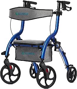 Amazon.com: ELENKER Rollator Walker with Padded Seat and Backrest, Stylish Rolling Walker with 8" Wheels, Blue : Health & Household