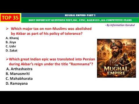 IMP 35 Indian History MCQs | Mughal Empire | History MCQs for SSC | Medieval History MCQs #history