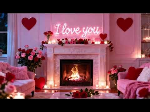 Romantic “I love you” fireplace sounds❤️cozy Valentine’s Day & date night background ambience