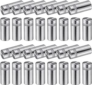 Favide 48 Packs Sign Standoff Screws Advertising Screws Stainless Steel Wall Standoff Mounts Glass Acrylic Nail for Glass Artwork and Sign Displays (1/2 x 3/4 Inch)