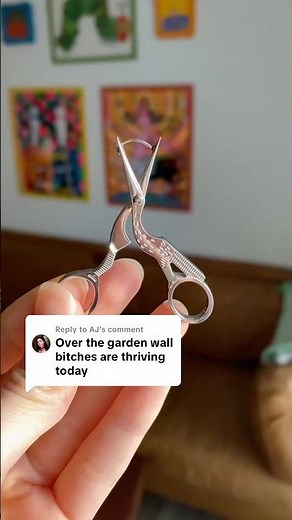 Stork Scissors! #overthegardenwall #storkscissors #embroidery #fiberart #sewing #knitting #knit
