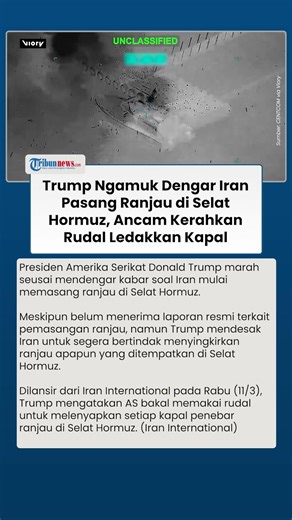 Trump Ngamuk! Iran Pasang Ranjau di Selat Hormuz, Ancam Kerahkan Rudal Ledakkan Kapal Penebar Ranjau