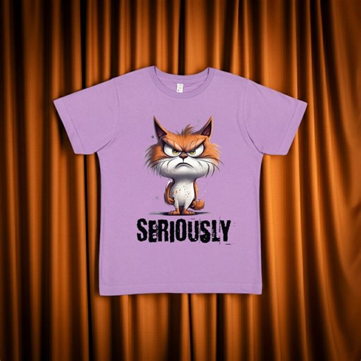Girls Angry Cat T-shirt – Funny “seriously” Graphic Tee Age 6-7 - Etsy