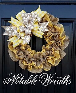 Yellow Daisy Burlap Spring Wreath: Ruffle Style Door Decor - Etsy