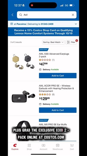 Evelyn Gonzalez on Instagram: "Trusted by pros. Perfect for everyone. @axilofficial XCOR SE earbuds are now exclusively at Costco — with advanced hearing enhancement + protection in one sleek design. And for online shoppers: the exclusive X30i two-pack & XCOR SE earbuds are live at Costco.com! #AXIL #CostcoFinds #InnovationInSound #CostcoExclusive #AXILXCORSE"
