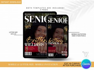 DIY Magazine Senior Graduation Invitation Template, Editable Photo Announcement, Digital Invitation, Modern Graduation Electronic Invite - Etsy Australia