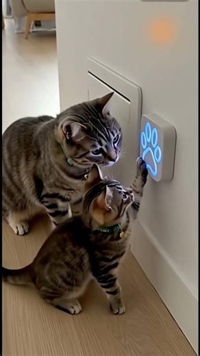 “Smart Cat Teaches Her Kitten How to Use the Magic Paw Button — Cutest Moment Ever!” #cat #kitten