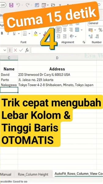 4 Tricks Set The Size Rows & Columns In Excel #excel #microsoft #exceltutorial #shorts