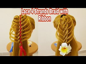 How to do Lace 4 Strands Braid with Ribbon