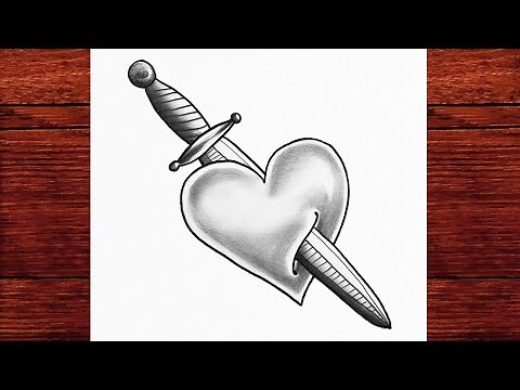 How to Draw a Heart with a Sword Through It - Easy Pencil Sketch Tutorial