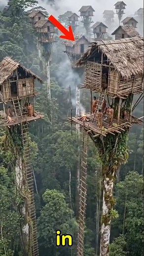 The Tribe That Lives 100 Feet Above the Ground | Korowai Treehouses #Korowai #WestPapua #viralshorts
