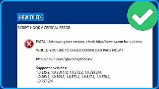 How To Fix Script Hook V Critical Error Fatal Unknown Game Version In Gta 5 2025 Fixitkalia Mp3 & Mp4 Download - clip.africa.com