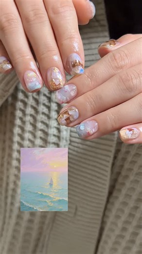 高雄美甲 秦秦𓎤𓅮 ⸒⸒ on Instagram: "浪漫派日落晚霞🫧💐🥂💫 兩人同行 、生日當月現折100✨ 預約｜課程詢問請加官方line🤲💕 - #ネイル#ニュアンスネイル#アンティークネイル#ネイルデザイン#リボンネイルネイルチップオーダーマニキュアネイルアートネイルアートデザインネイルア天然石ネイル水彩画暈染ネイルン 絵画ネイル蝶々ネイルドットネイルモチーフネイルイメージネイル個性派ニュアンス個性派ネイル高雄美甲美甲教學美甲課程 復古美甲暈染美甲油畫美甲 礦石美甲日系美甲"