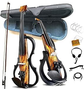 Premium Carbon Fiber Electric Violin Full Size 4/4,Professional Electric Violin for Beginner Adults,Teens,Electric Fiddle with Pro Pick up