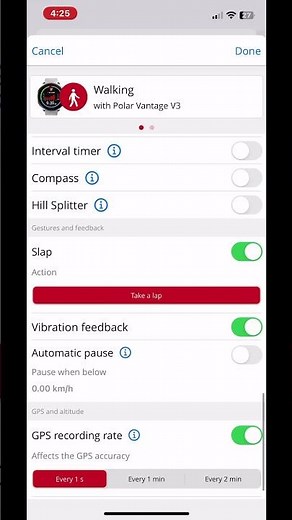Polar App turn on/off Auto pause for an activity #polar #vantagev3