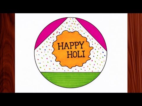 Easy Holi Drawing for Beginners | Simple Happy Holi Poster Drawing Step by Step