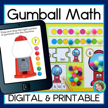 Gumball Machine Math Printable & Digital Bubble Gum Pattern Sort Count & Graph