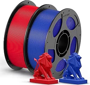 ANYCUBIC PETG Filament 1.75mm Bundle, 3D Printer Filament, Dimensional Accuracy +/- 0.02mm, Exceptional Toughness, 1KG Reusable Spool, 2KG Red+Blue