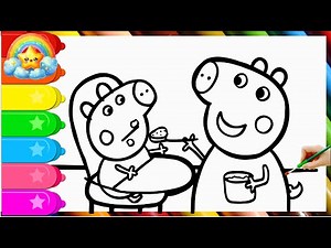 Drawing and Coloring Peppa Pig Feeds Baby Alexander 🐷🥣🍼 Drawings For Kids