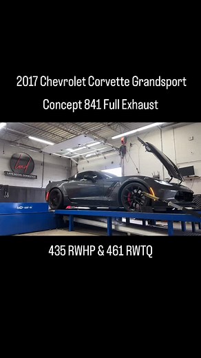 2017 Chevrolet Corvette Grandsport- Manual - This C7 came in for a Custom Pray Performance Dyno Tune - This Grandsport has Concept Performance 8-4-1 NPP Full Exhaust - Otherwise completely stock - 435 RWHP & 461 RWTQ - 519 HP & 553 TQ - Very unique Sound! #lmdmafia #latemodeldomestics #prayperformance #conceptperformance #corvette #corvettegrandsport | Late Model Domestics