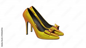 Women's high-heeled shoes. In the process of animation, they change the style. 3d render.