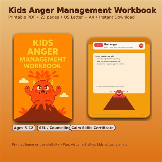 Kids Anger Management Workbook Printable | Coping Skills   Calm-down Toolkit | Emotional Regulation Worksheets - Etsy