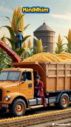 (AI) Tiny Farmers Harvest Giant Corn! #miniature $corn #harvest