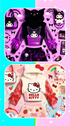 Purple 💜 Vs Pink 🩷 Lisa Or Lena Kuromi and Hello Kitty #choose #pink #purple #lisaorlena #tiktok #vs