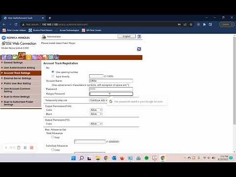 Managing Account Track Users | Konica Minolta Bizhub Devices