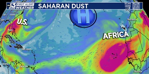 U.S. observes Saharan dust overhead