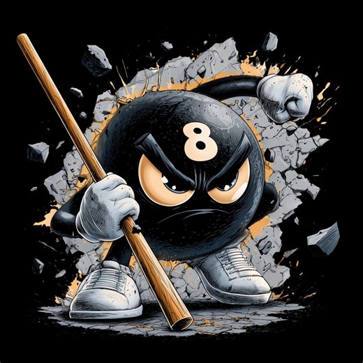Angry 8 Ball PNG | Pool Billiards Shirt Design | Eight Ball Warrior | Pool Player T-shirt PNG | Cue Stick Cartoon Graphic | Instant Download - Etsy Australia