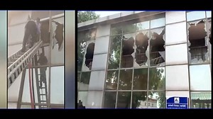 A fire broke out in the first floor of IT building in Delhi's Safdarjung Airport. Six fire tenders rushed to the spot to douse the fire. Fire fighters broke the glass windows to rescue to people. No one was injured in the incident. | The Times of India
