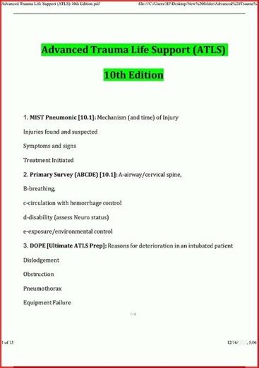 Advanced Trauma Life Support Atls 10Th Edition Questions Andupdate video