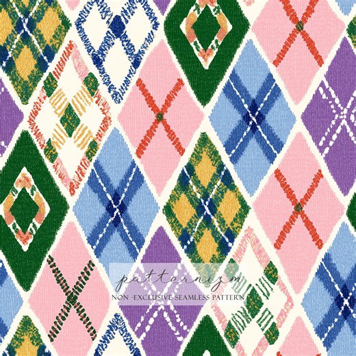 Colorful Argyle Seamless Pattern – Drawn Diamond Plaid, Playful Knitted Look Digital Paper for Fabric & Crafts - Etsy Australia