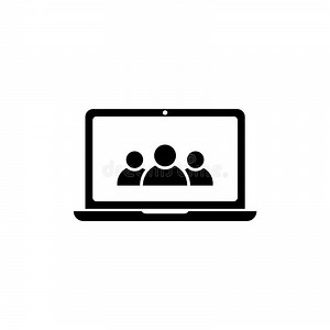 Video Conference Vector Icon in Flat Style Stock Vector - Illustration of monitor, digital: 237135779