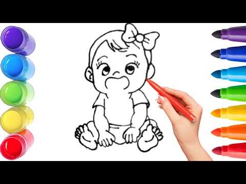 How To Draw cute cartoon Drawing, Painting & Coloring For Kids and Toddlers_ Child Art 🐋🌈🎨