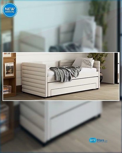 Twin Size Upholstered Daybed with Trundle and 3 Storage Drawers, Short-haired Linen Fabric Sofa B...