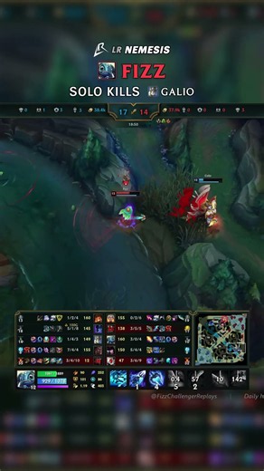 (LR Nemesis) Fizz SOLO KILLS Galio | EUW Master Patch 26.15 #shorts