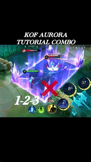 KOF AURORA TUTORIAL COMBO #MLBBxKOF #MLBBKOFSkinFreeTrial #aurora #kof #tutorial #combo