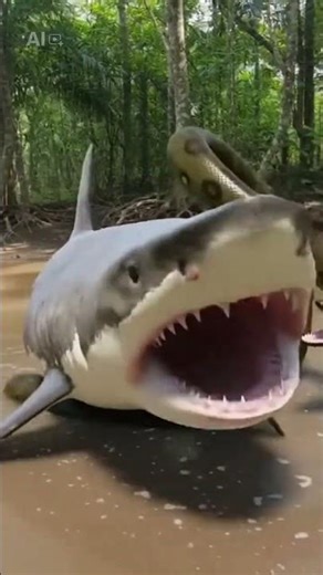 shark vs anaconda fight