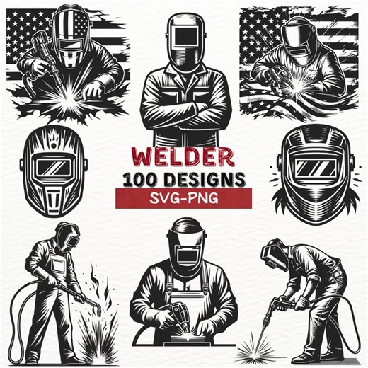 Welder SVG PNG Bundle | Welding Clipart | Industrial Welder Vector Designs | Welding Helmet Svgs | Cutting Torch Files | CNC Laser Ready - Etsy