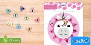 Unicorn Number Matching - Learn to Count Puzzle