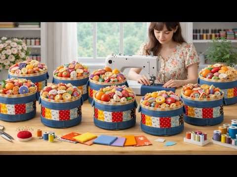 Turn Old Jeans and Scrap Fabric into Cute Basket | Easy Sewing tutorial For Beginner