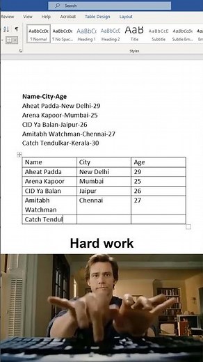 How to convert text to table in ms word 😱 #msword #office #document