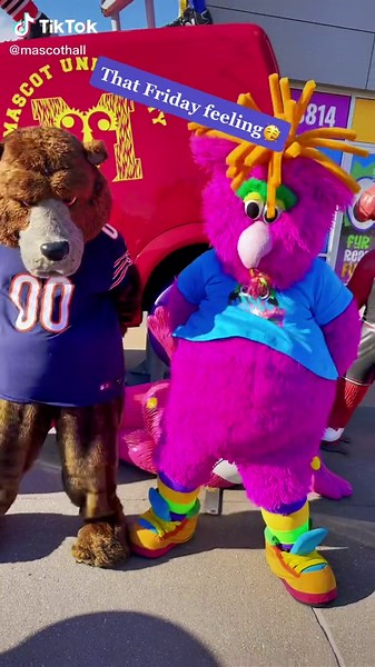 Celebrating Friday with the Chicago Bears Mascot