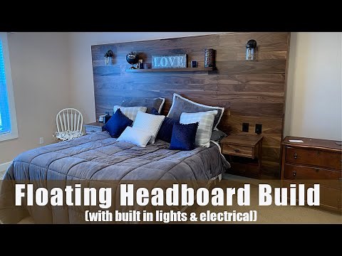 Unique Floating Headboard Build With Built-In Reading Lights And Electrical