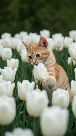 Cat Family Discovers the Stunning Tulip Fields in the Netherlands. #cat #cats #catvideos #catshorts