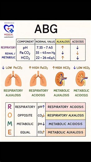 BALAJI medical education | ABG Interpretation ● Respiratory acidosis ● Respiratory alkalosis ● Metabolic acidosis ● Metabolic alkalosis #mbbs #mbbsstudent... | Instagram