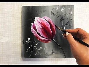 How to draw easy flowers painting / Demonstration /Acrylic Technique on canvas by Julia Kotenko